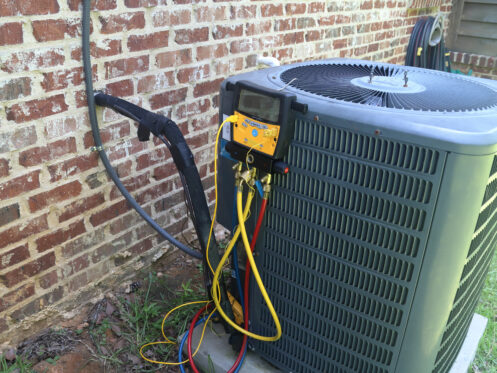 AC in backyard of Playa Vista home getting maintenance